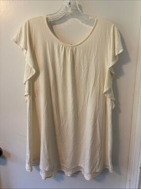 Matilda Jane Cream Ruffle Sleeve Tunic Top with Lace detail